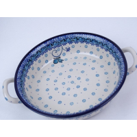 Bunzlau ovenschaal met handvat 26 cm. breed  * 419-2008 vlinder *