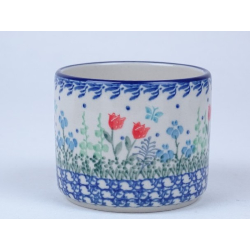 Bunzlau bakje hoog 7,5 cm * G53-2903 rode tulpjes *