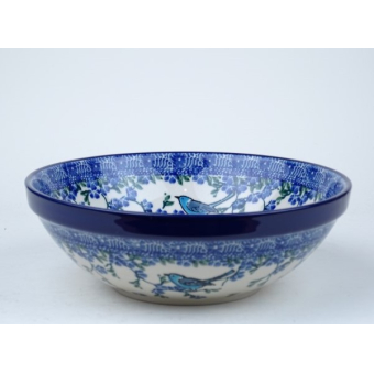 Bunzlau serving bowl met rand 18,5 cm.  * D30-1935 vogel *