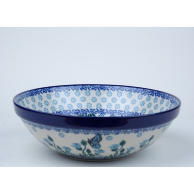Bunzlau serving bowl met rand 18,5 cm.  * D30-1938 vlinder *