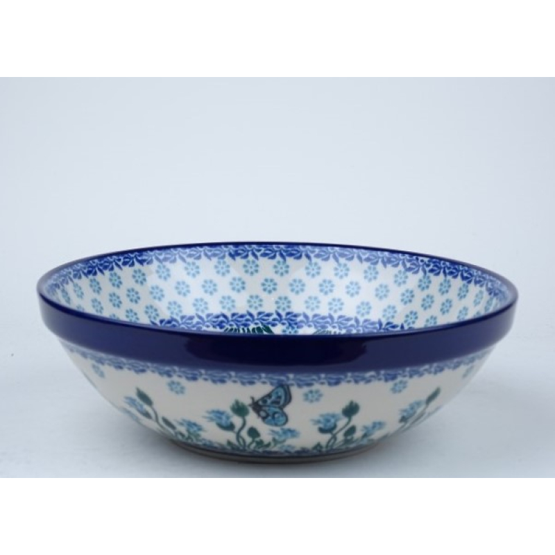 Bunzlau serving bowl met rand 18,5 cm.  * D30-1938 vlinder *