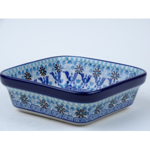 Bunzlau vierkant schaaltje  13 cm. * 429-2187 *