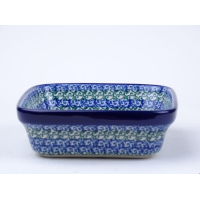 Bunzlau vierkant schaaltje  13 cm. * 429-2273 viooltjes *