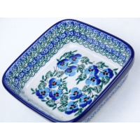 Bunzlau vierkant schaaltje  13 cm. * 429-2273 viooltjes *