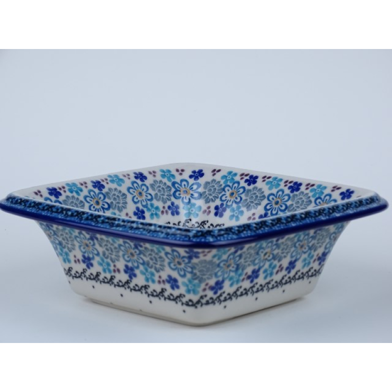 Bunzlau vierkant schaaltje met rand  16 cm. * 794-2075 *