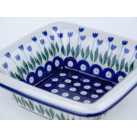 Bunzlau vierkant schaaltje met rand  16 cm. * 794-377-Z *