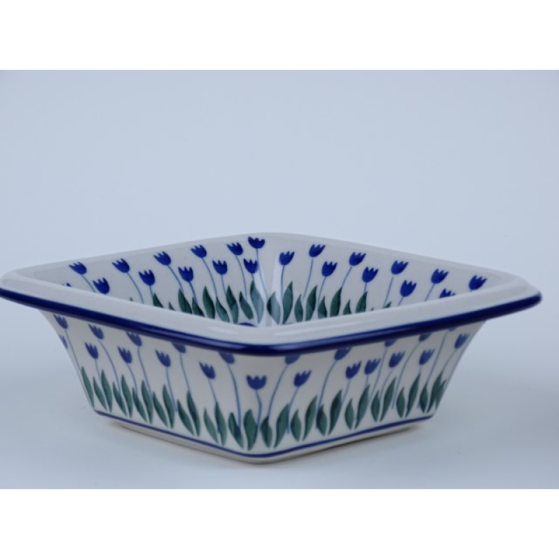 Bunzlau vierkant schaaltje met rand  16 cm. * 794-377-Z *