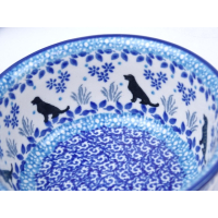 Bunzlau vla schaaltje met randje 12,5 cm. * 114-2856 hondje *