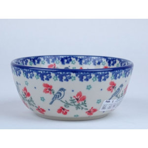 Bunzlau vla schaaltje 12,3 cm * 017-3229 grijze vogeltjes *