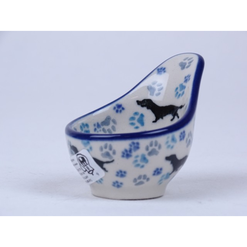 Bunzlau maatschepje / eierdopje 5,3 cm. * D75-2151 teckel *