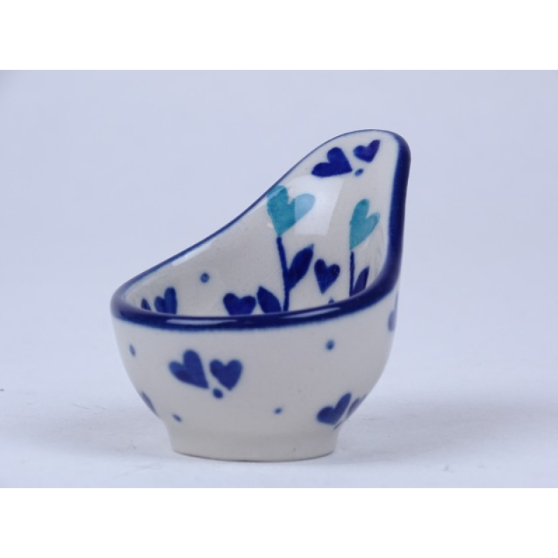 Bunzlau maatschepje / eierdopje 5,3 cm. * D75-2872 hartjes *