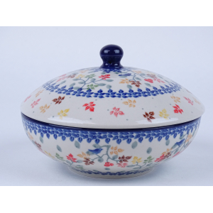 Bunzlau bonbonniere 17 cm breed. * C55-3208 vogeltjes *