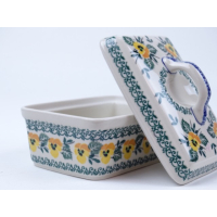 Bunzlau botervloot 10 cm hoog * 010-3299 gele viooltjes *