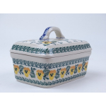 Bunzlau botervloot 10 cm hoog * 010-3299 gele viooltjes *