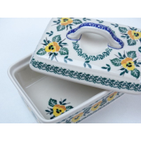 Bunzlau botervloot 10 cm hoog * 010-3299 gele viooltjes *