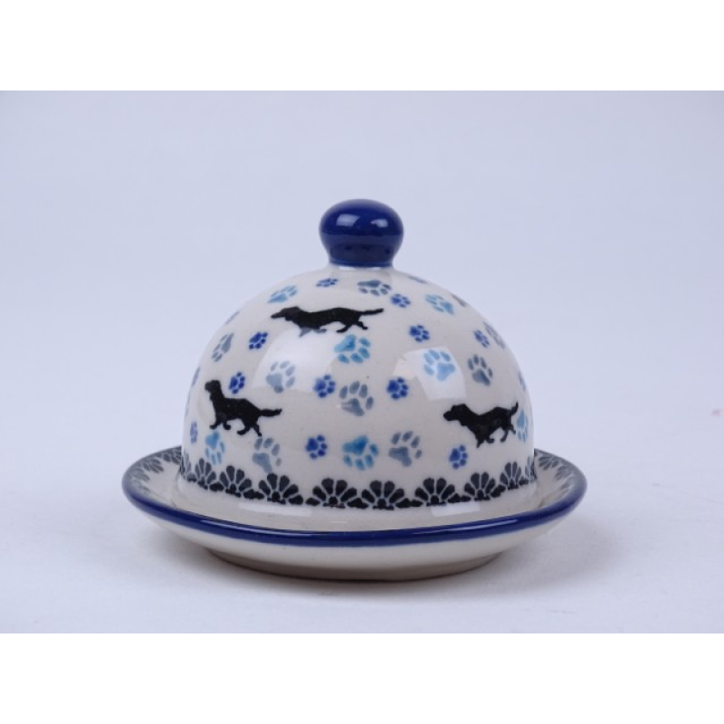 Bunzlau botervloot rond klein 9,5 cm. * C04-2151 teckel *