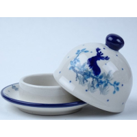 Bunzlau botervloot klein rond 9,5 cm. * C04-2858 hert *