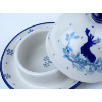 Bunzlau botervloot klein rond 9,5 cm. * C04-2858 hert *