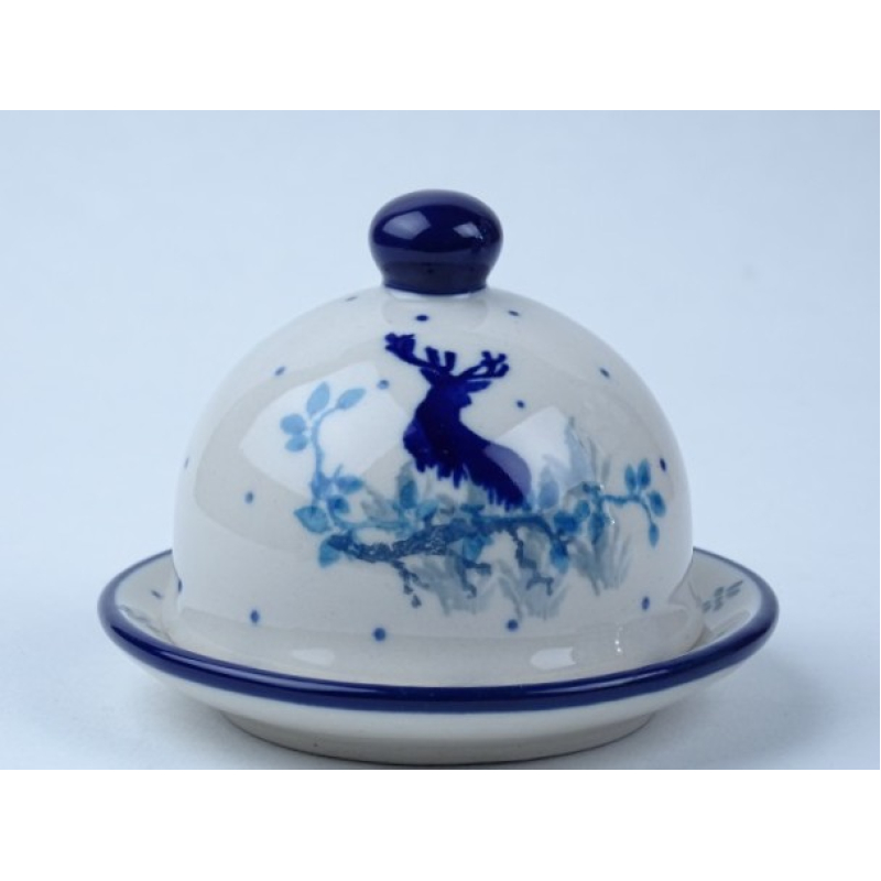 Bunzlau botervloot klein rond 9,5 cm. * C04-2858 hert *