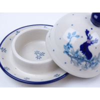 Bunzlau botervloot klein rond 9,5 cm. * C04-2858 hert *