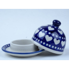 Bunzlau botervloot rond klein 9,5 cm. * C04-377 hartjes *