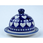 Bunzlau botervloot rond klein 9,5 cm. * C04-377 hartjes *