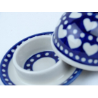 Bunzlau botervloot rond klein 9,5 cm. * C04-377 hartjes *