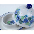 Bunzlau botervloot rond klein 9,5 cm. * C04-2339 viooltjes *