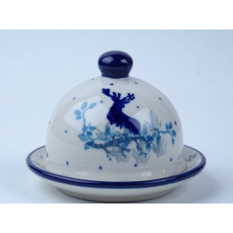 Bunzlau botervloot klein rond 9,5 cm. * C04-2858 hert *