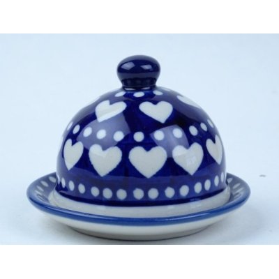 Bunzlau botervloot rond klein 9,5 cm. * C04-377 hartjes * Bunzlau botervloot rond klein 9,5 cm. * C04-377 hartjes *