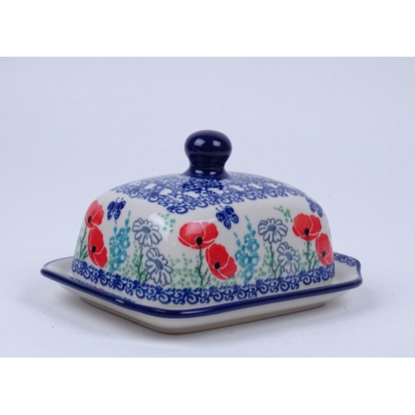 Bunzlau botervloot klein 15 cm. * A71-2901 r. klaprozen *