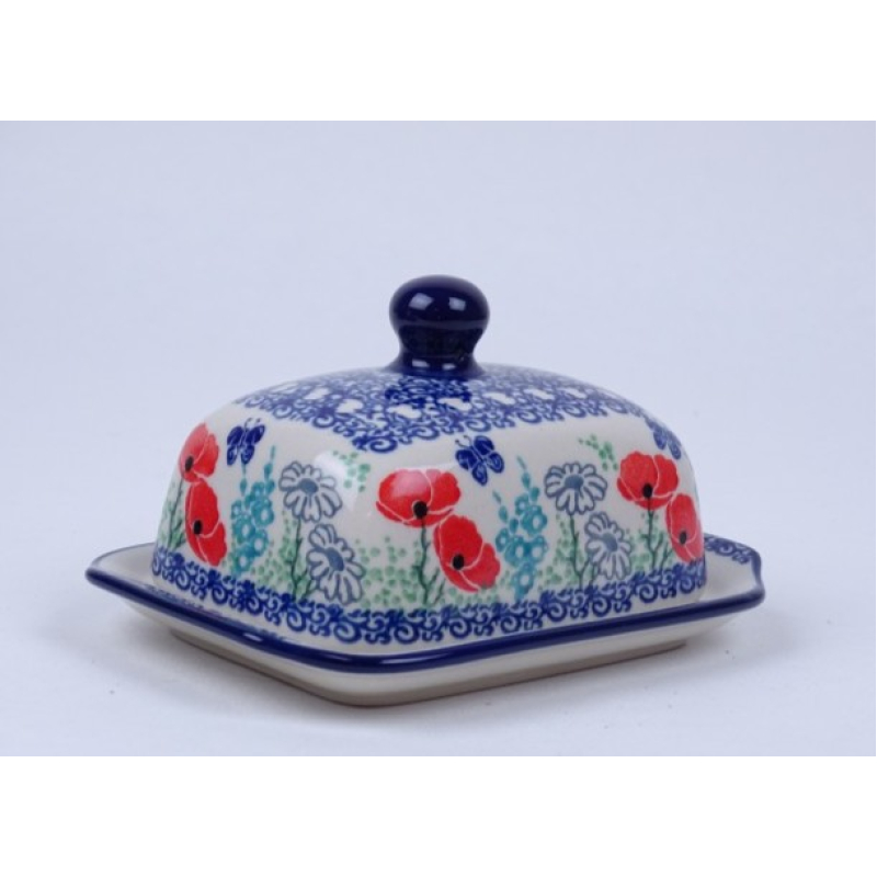 Bunzlau botervloot klein 15 cm. * A71-2901 r. klaprozen *