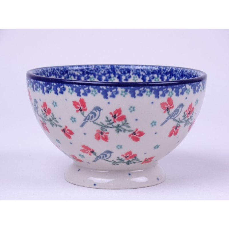 Bunzlau bowl on foot 630 ml. * 206-3229 vogeltjes *