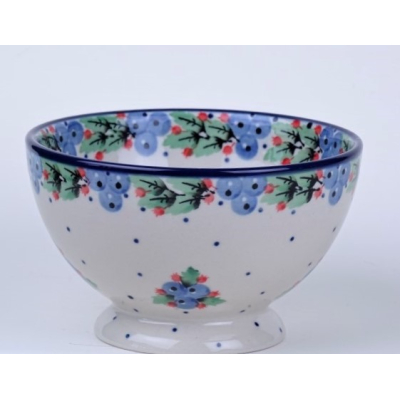 Bunzlau bowls on foot 14 cm * 206-blauwe bessen * Bunzlau bowls on foot 14 cm * 206-blauwe bessen *