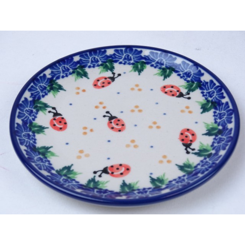 Bunzlau cake bordje 12,5 cm.  * D21-1759 lieveheersbeestje *