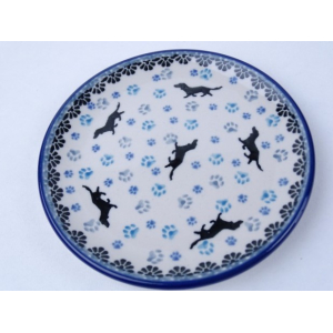 Bunzlau cake bordje 12,5 cm.  * D21-2151 teckel *