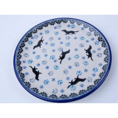 Bunzlau cake bordje 12,5 cm. * D21-2151 teckel * Bunzlau cake bordje 12,5 cm. * D21-2151 teckel *