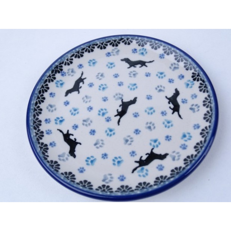 Bunzlau cake bordje 12,5 cm.  * D21-2151 teckel *