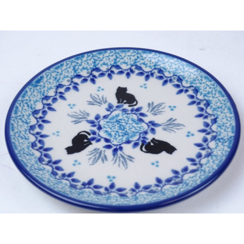 Bunzlau cake bordje 12,5 cm.  * D21-2855 poesjes *