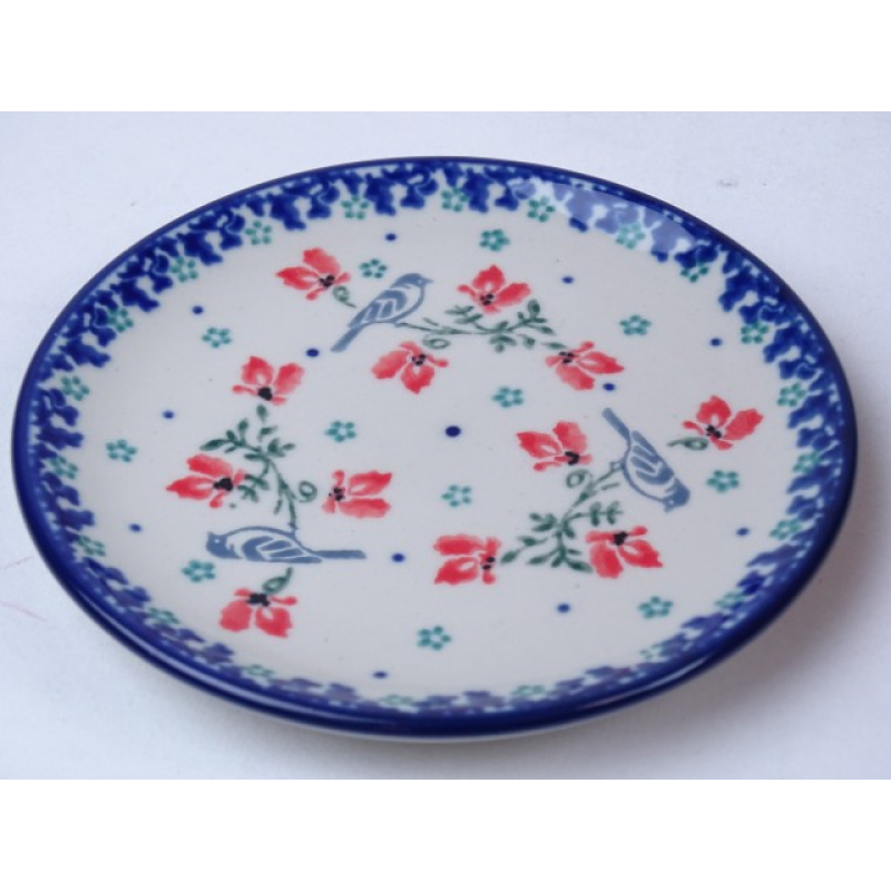 Bunzlau cake bordje 12,5 cm.  * D21-3299 vogeltjes *