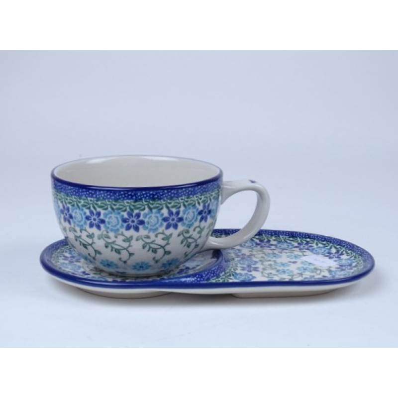 Bunzlau cappuccino/ thee mok + schotel 400 ml. * H12-3209 *