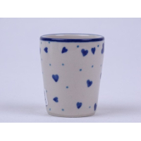 Bunzlau eierdopje/ waxinelichtje/ shotglaasje 6 cm. * D54-2877 hartjes *