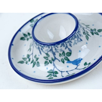 Bunzlau eierdopje plat  10 cm. * 145-2830 vogeltje *