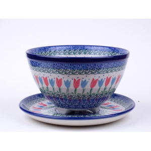 Bunzlau fruittest  17,5 cm. op pootjes  * 471-2599 rode tulpen *