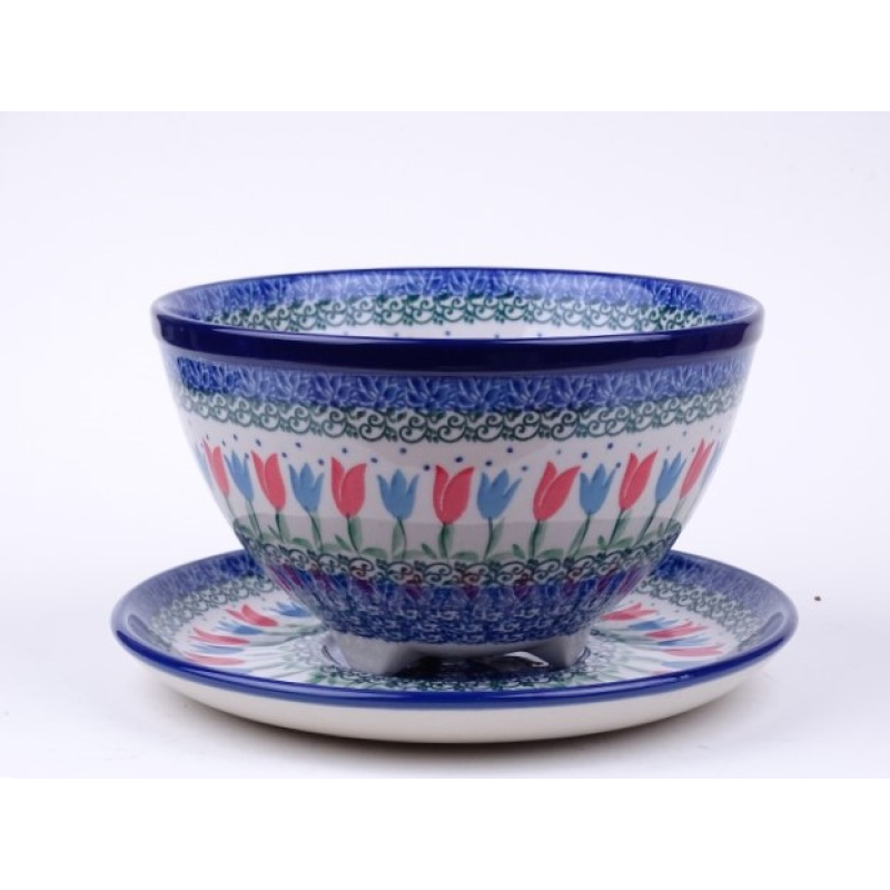 Bunzlau fruittest  17,5 cm. op pootjes  * 471-2599 rode tulpen *