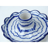 Bunzlau kaarsenstandaard 12,5 cm.  * A94-2970 strepen *