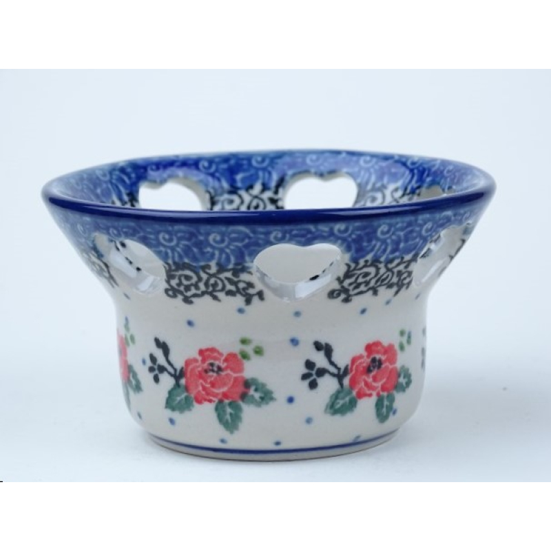 Bunzlau waxinelichtje 9 cm. * A90-1525 roosje *