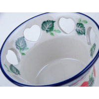 Bunzlau waxinelichtje hartjes 9 cm. * A90-2538 rode viooltjes *