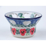 Bunzlau waxinelichtje hartjes 9 cm. * A90-2538 rode viooltjes *