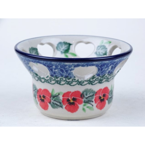 Bunzlau waxinelichtje hartjes 9 cm. * A90-2538 rode viooltjes *